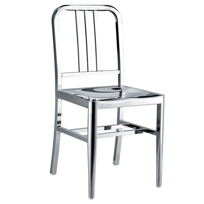 Light luxury modern export stainless steel dining table and chairs, outdoor seaside metal chairs, stainless steel dining chairs