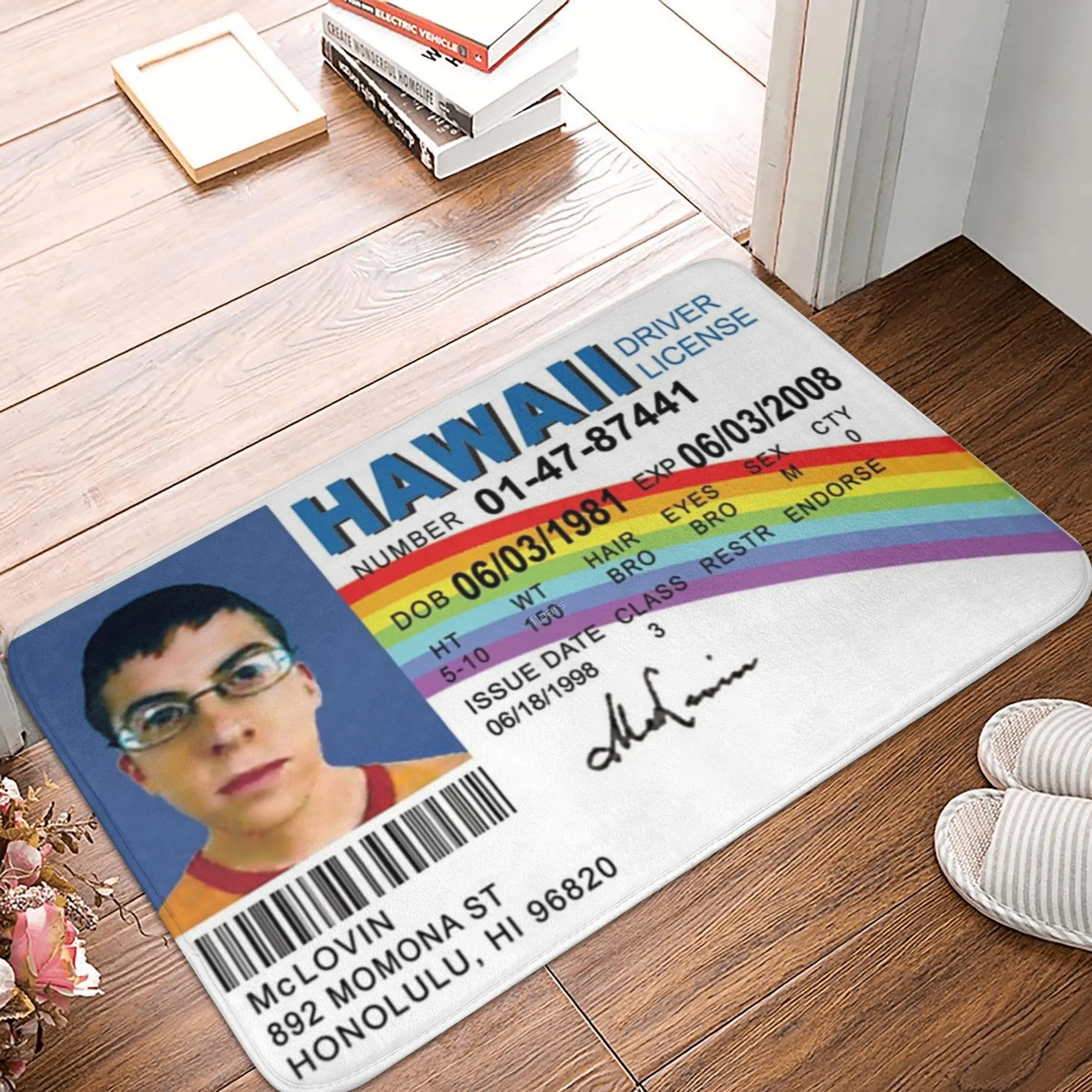 McLovin  Driver License Non-slip Doormat Floor Mat Cushion Carpet Rug for Kitchen Entrance Home Bathroom Living room Footpad Mat