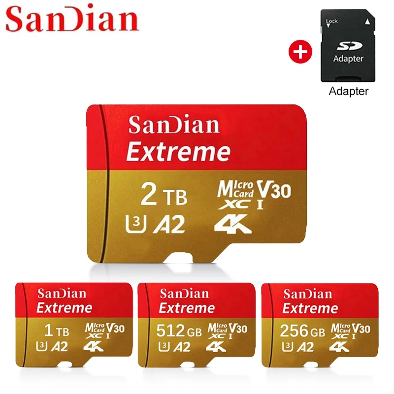 A2 Classe 10 High Speed Mini SD Card, Cartão de Memória 100% Original, 2TB, 1TB, 512GB, 256GB, TF Flash Card, 128 GB para Telefone, Carro, Dispositivo, Monitor