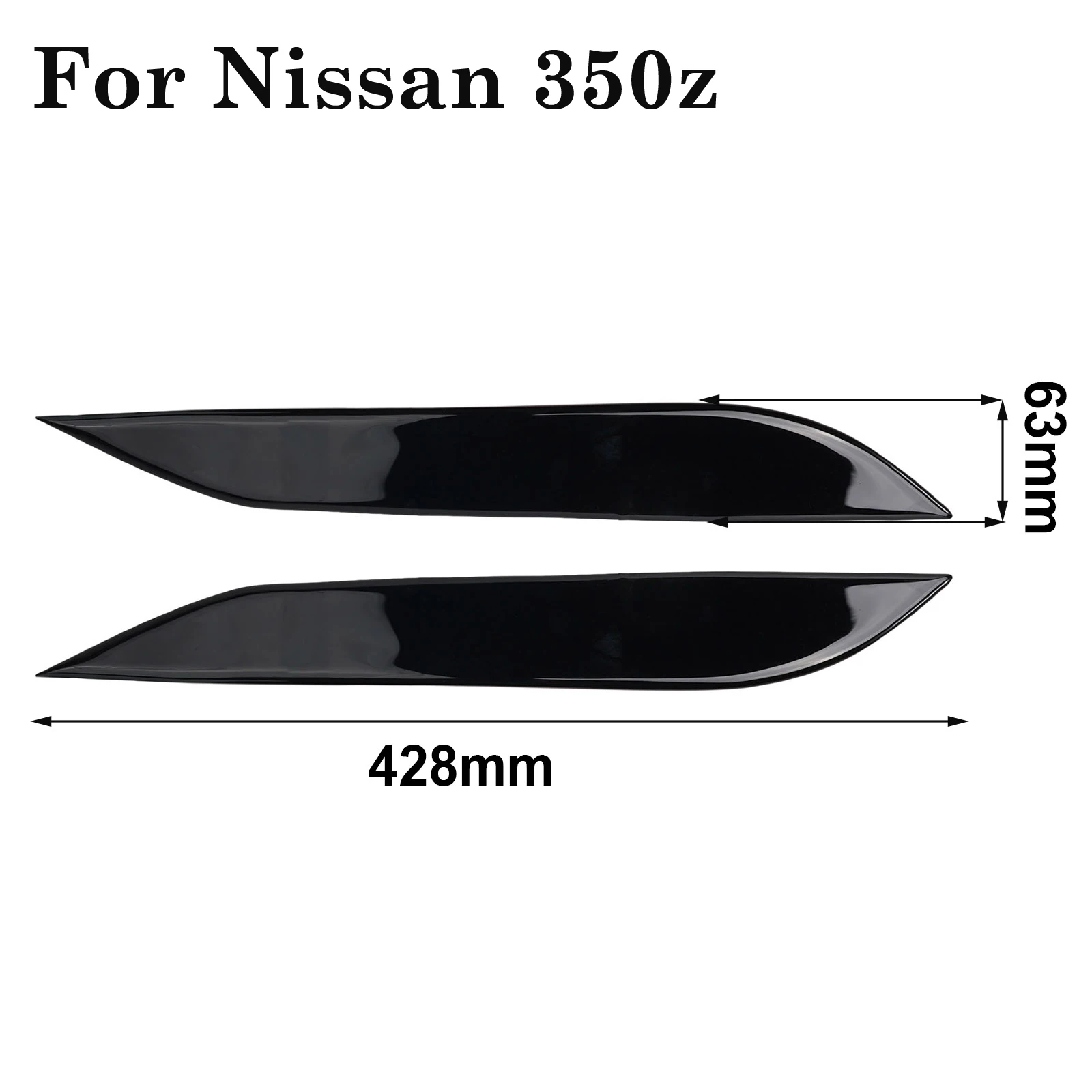

2pcs Piano Black Car Front Headlight Eyebrow Eyelids Trim Sticker For Nissan 350Z Z33 2006-2009 Headlamp Eyebrows Molding Trim
