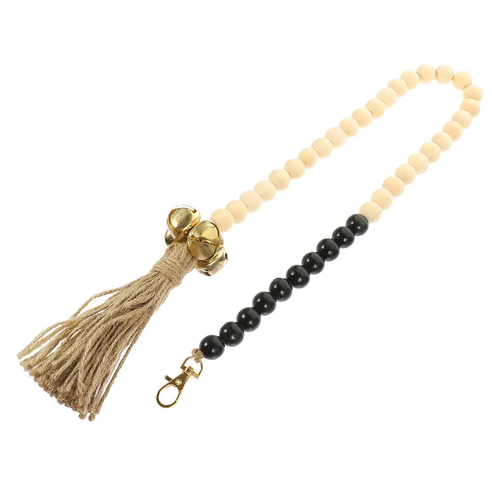 

Wear-Resistant Beads Dog Doorbell for Potty Training Rustic Wooden Bead Hanging Bells Easy Installation Pet Tool