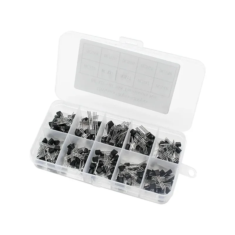 200PCS TO-92 Transistor Kit BC327 BC337 BC517 BC547 BC548 BC549 BC550 BC556 BC557 BC558 PNP NPN Transistors Set Electronics Kit