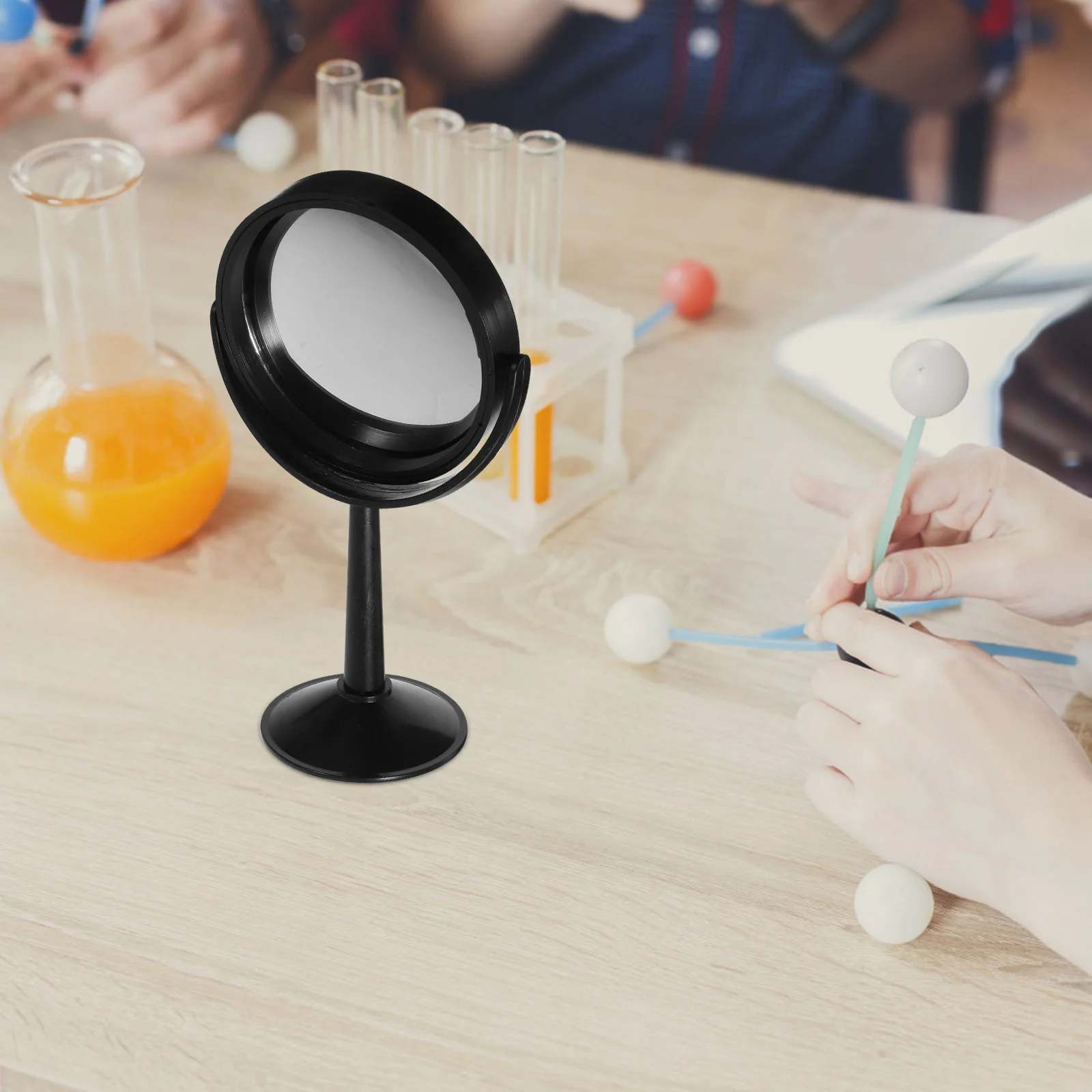 2-шт. Пинцет Экспериментальный оптический вогнутый и выпуклый зеркальный круглый с черным основанием