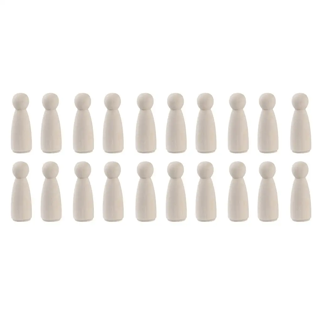 20 Pieces Female Mom Wife Unfinished Wooden Peg Dolls Wooden Bodies People Decorations Blank Figurine