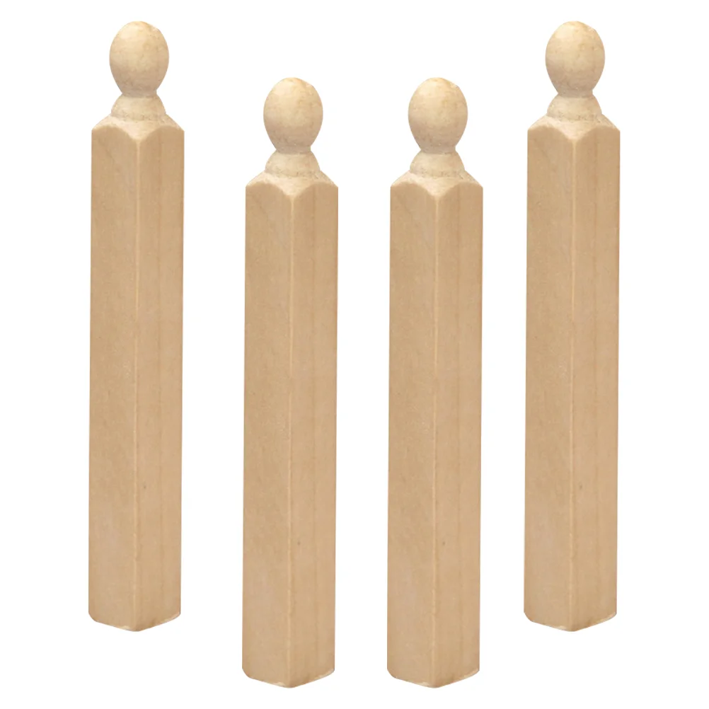 

4 Pcs Miniature Realistic Wooden Fence Spindle Dollhouse Accessories Appearance Scene Elegant Carved Pillars