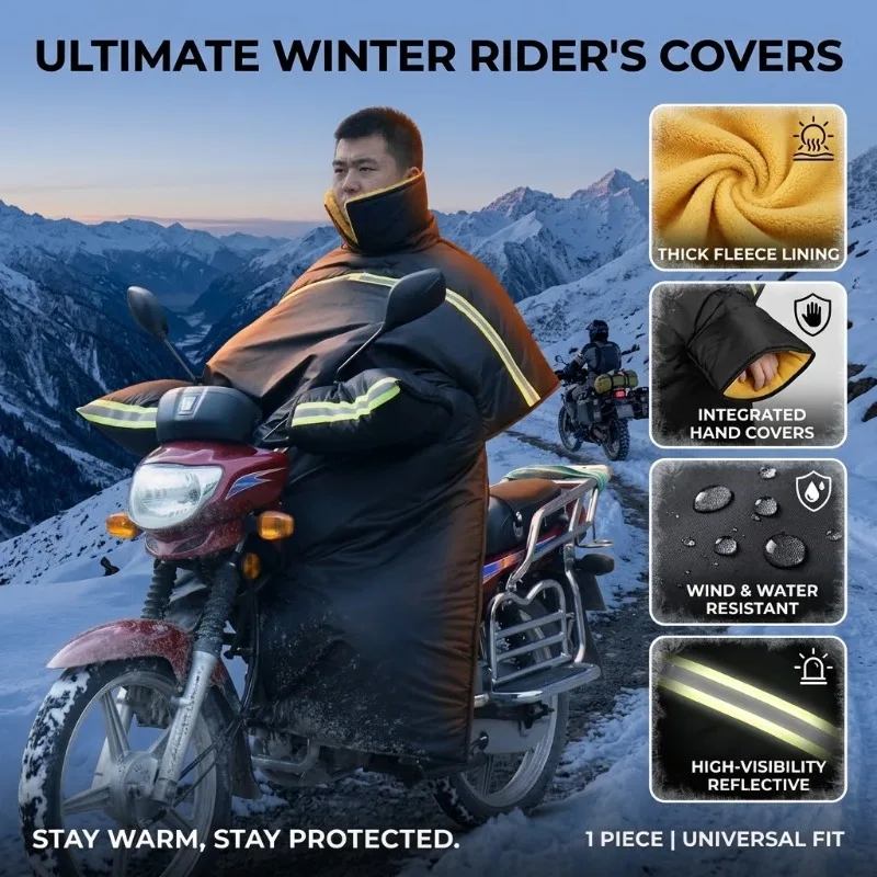 1PC Winter Straddle Motorcycle Windproof Quilt Enlarged Thickened Thermal Fleece Cruiser Bike Knee Lap Apron Cover Leg Protector