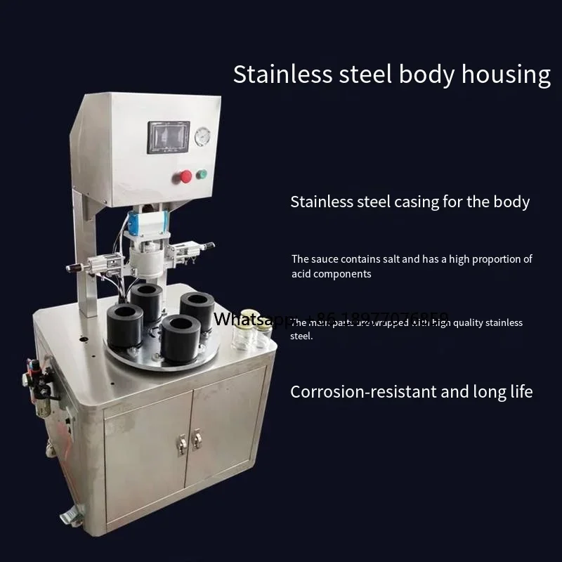 New Rotary Pneumatic Automatic Mechanical Driven Vacuum Capping Machine For Hot Sauce Bean Paste Bottles Easy To Operate
