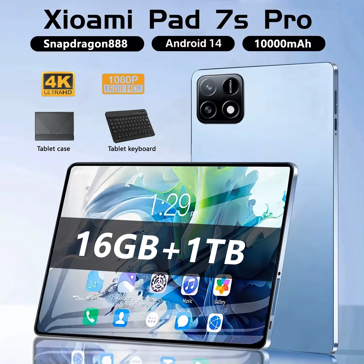 2025 Xioami Pad 7s Pro Tablet Android 14 Tablet PC 10.1inch Touch Tablette 16GB+1T 10000mAh Global Version 5G Dual SIM Card WiFi