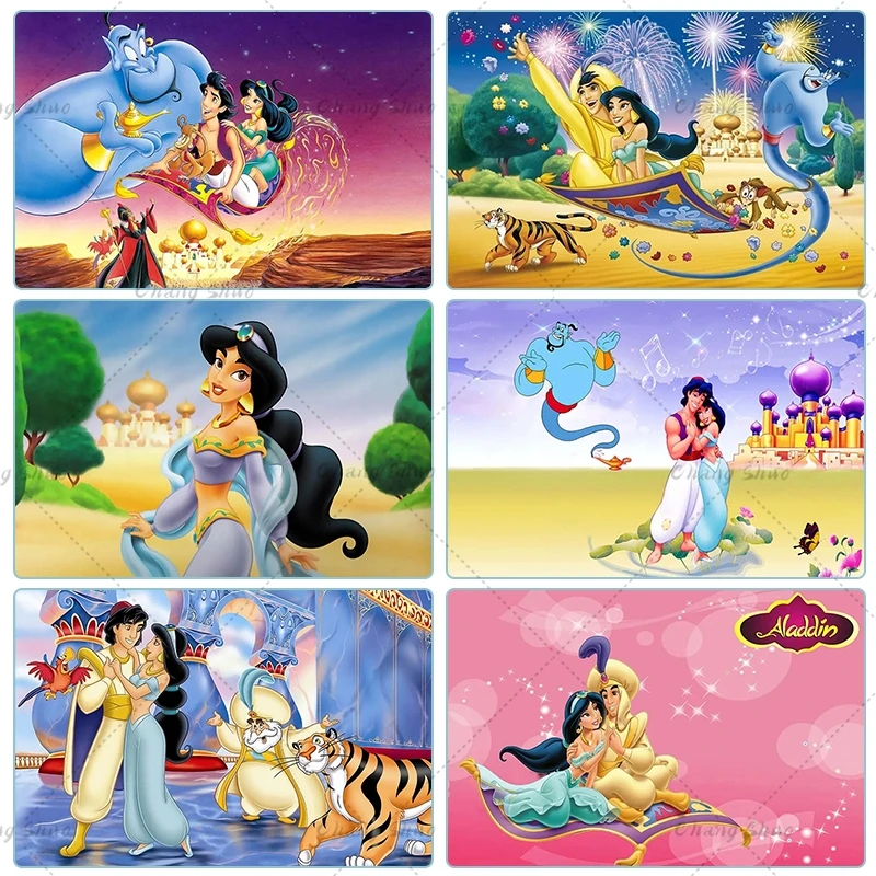 Disney Aladdin Princess Jasmine Backdrop For Photo Studio Curtain Elephant Tiger Girls Birthday Party Photograp Background