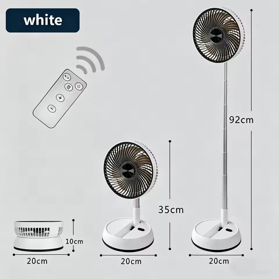 Remote control telescopic folding desktop vertical electric fan 5400mAh silent timed left and right rotation USB electric fan
