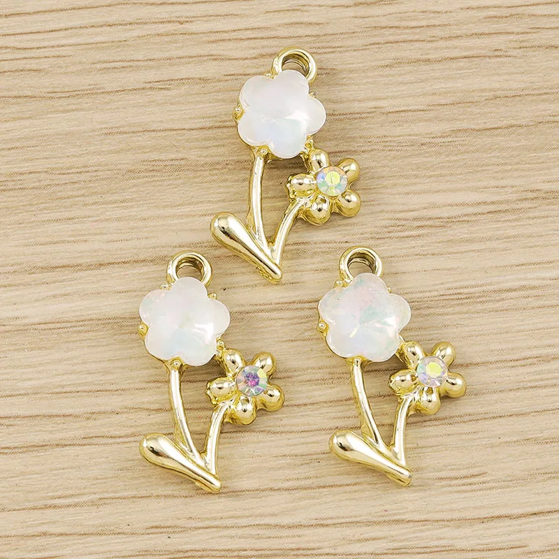 Tusember 10 Stück 14*18mm Niedliche Exquisite Kristallblumen-Anhänger für Schmuckherstellung DIY Tropfenohrringe Halskette Basteln – Detail 12