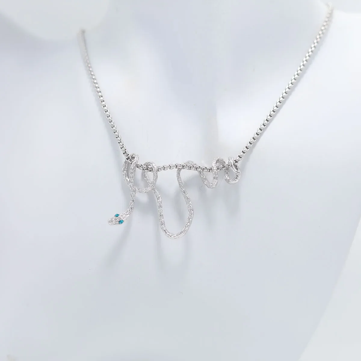 Bamoer-collar con colgante  serpiente para mujer,  Plata  Ley 925, ajuste  pavé, CZ, cana ajustable, joyería fina, reg