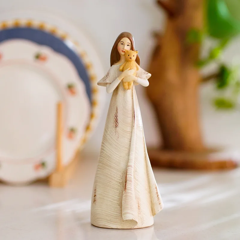 Nordic Creative Retro Angel Figure Sculpture Model Ornaments Resin Statue Home Office Desktop Decoration Modern Art Crafts Gifts