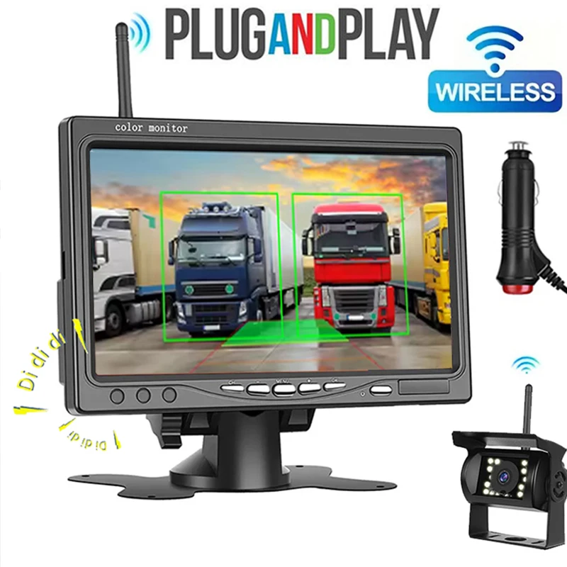 

AHD 7-inch Truck Heavy Duty Camera 1080P Digital Signal Backup Camera Monitor BSD Blind Spot Warning for Truck RV - Universal