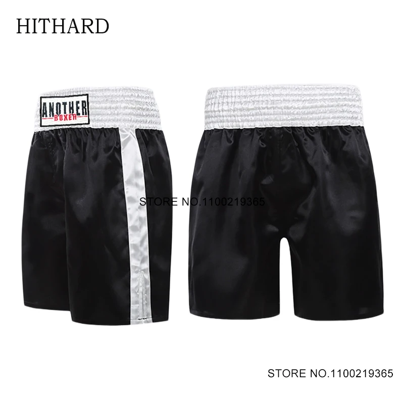 

Boxing Shorts Men Women Junior Muay Thai Shorts Silk Satin Gym Martial Arts MMA Grappling Kickboxing Fight Training Pants Black