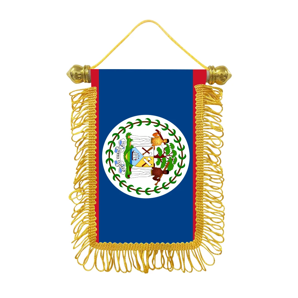 Belize small hanging flag 10x15cm triangular flag car decoration hanging flag double-sided pattern with suction cup