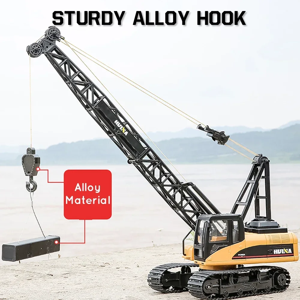 Huina 572 rc caminhão 15 canais liga guindaste 1/14 rastreador trator engenharia veículo modelo de carro elétrico brinquedo presentes aniversário do miúdo