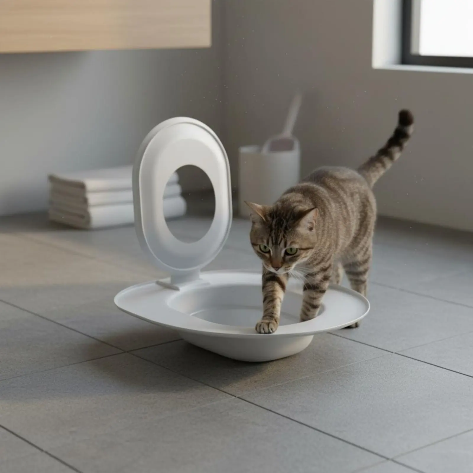 

Cat Toilet Training Seat Litter-No-Litter Solution Cat Toilet Seat Guide Easy to Clean Accommodates Most Toilets for Bathroom
