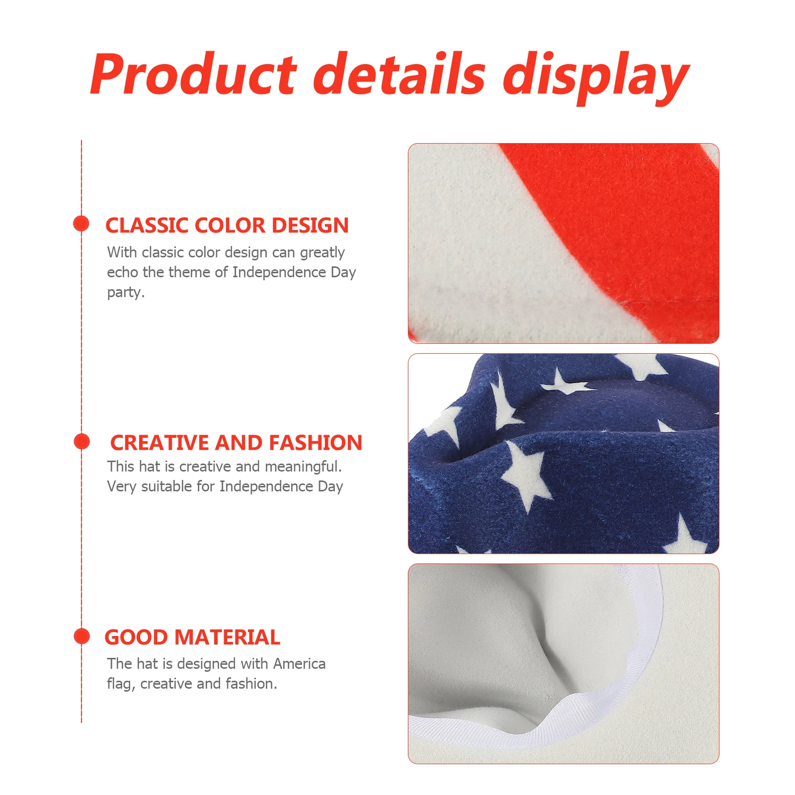 1 szt. Kapelusz kowbojski z motywem flagi amerykańskiej, lekki, patriotyczny dodatek na Dzień Niepodległości, 4 lipca, imprezę w stylu western.