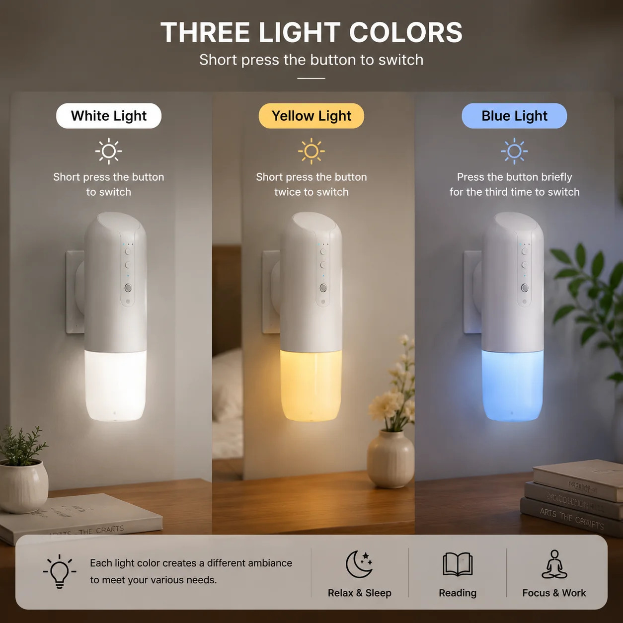 3 Light Smart Aroma Diffuser Wall Plug In Essential Oil Diffuser 150ml Fragrance Dispenser Machine for Home Bedroom Living Room image 2