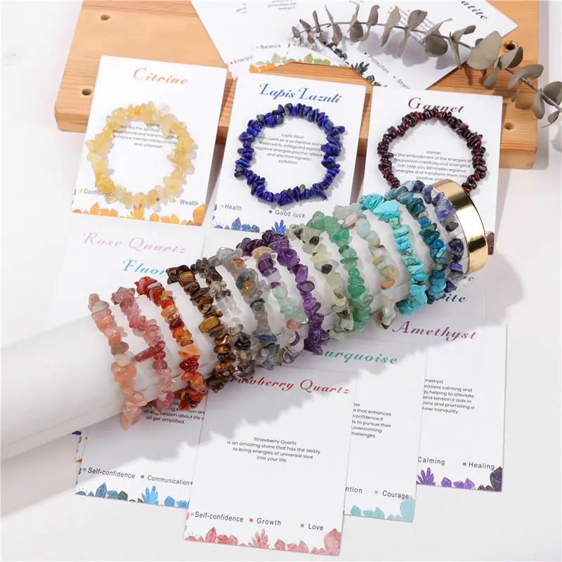 Bohemian Color Natural Irregular Gem Elastic Bracelet Garnet Tiger Eye Grape Stone Men's and Women's Summer Beach Party Jewelry