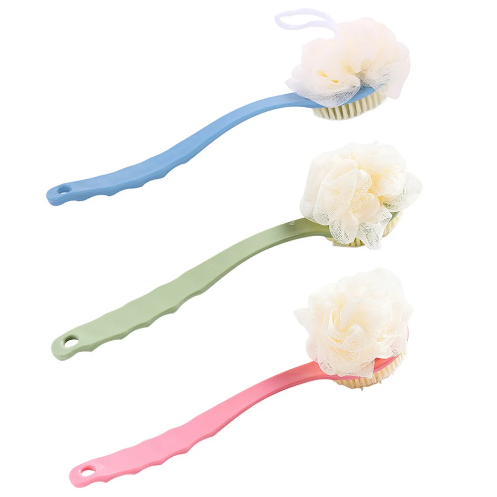 

3pcs Bath Handle Double sided Shower Brushes Shower Tool Body Sponge Cleaner Bathroom Bath Brushes Supplies