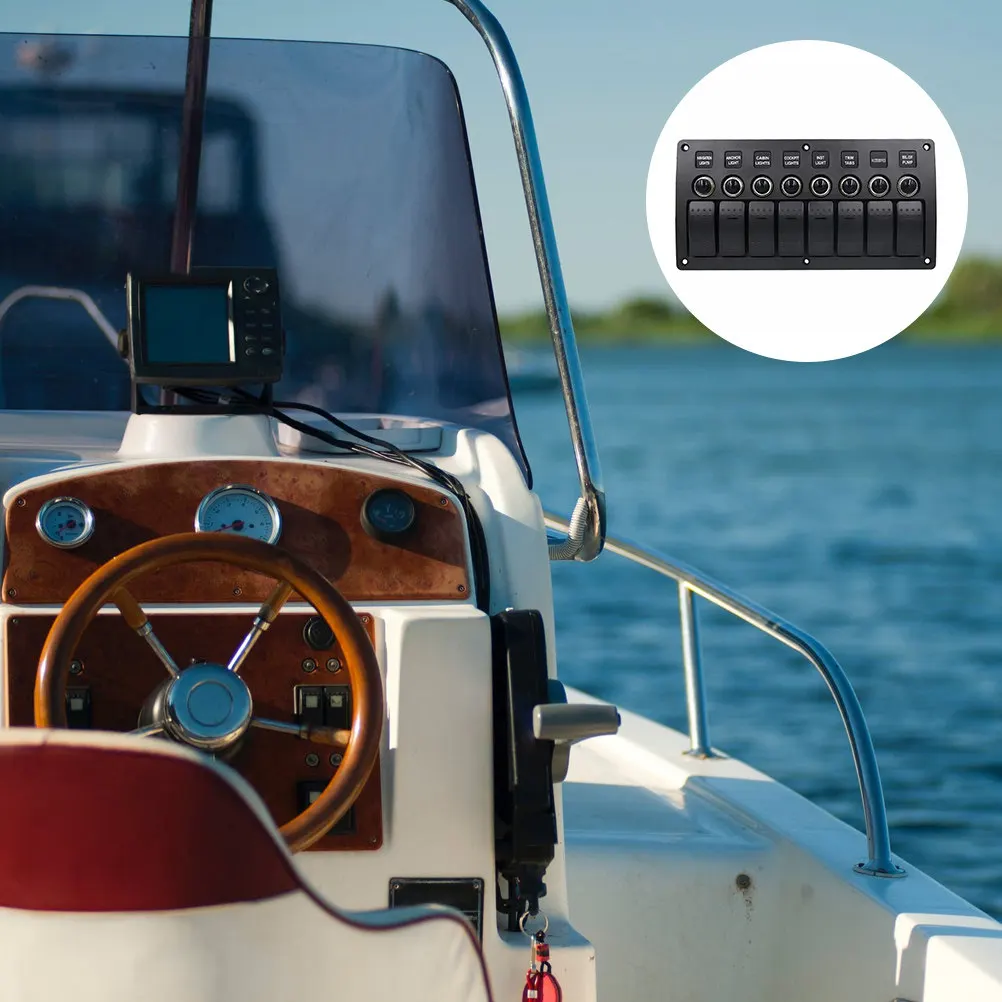 

1Set Ship Combination Panel Ship Type 8-Position Switch Control for Vehicle Boat Yacht External Device Power Supply Panel