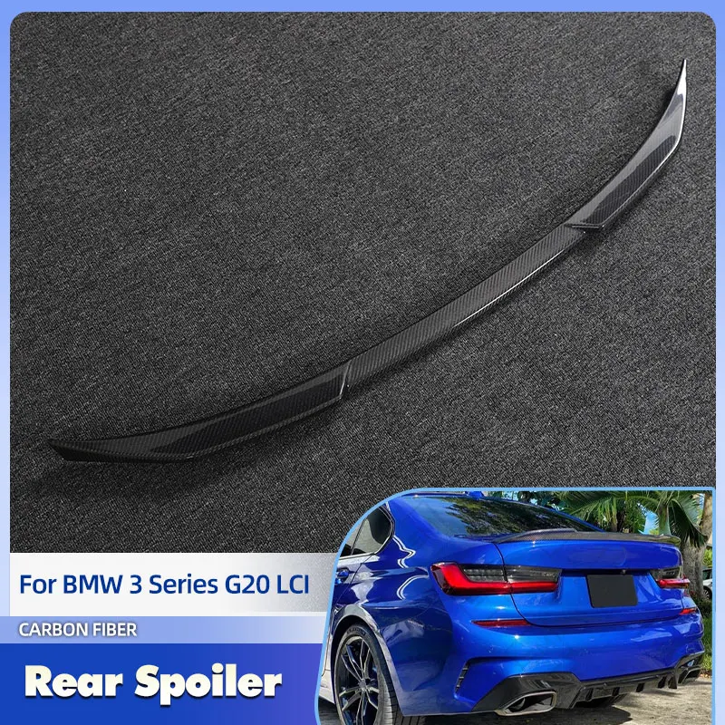 أجنحة سبويلر خلفية للسيارة من ألياف الكربون الكاملة لسيارات BMW 3 Series G20 LCI سيدان 4 أبواب 2020-2023 سبويلر خلفي للجناح شفة