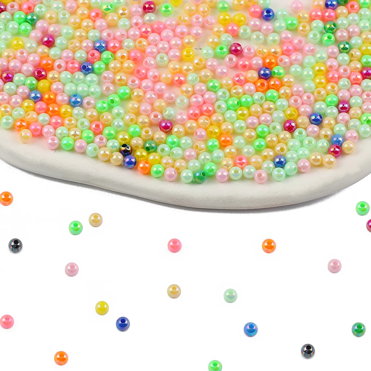 500PCS 4MM  Colorful Acrylic Round Loose Beads Spacers For Bracelet Necklace Earrings DIY Jewelry Handmade Accessories Making