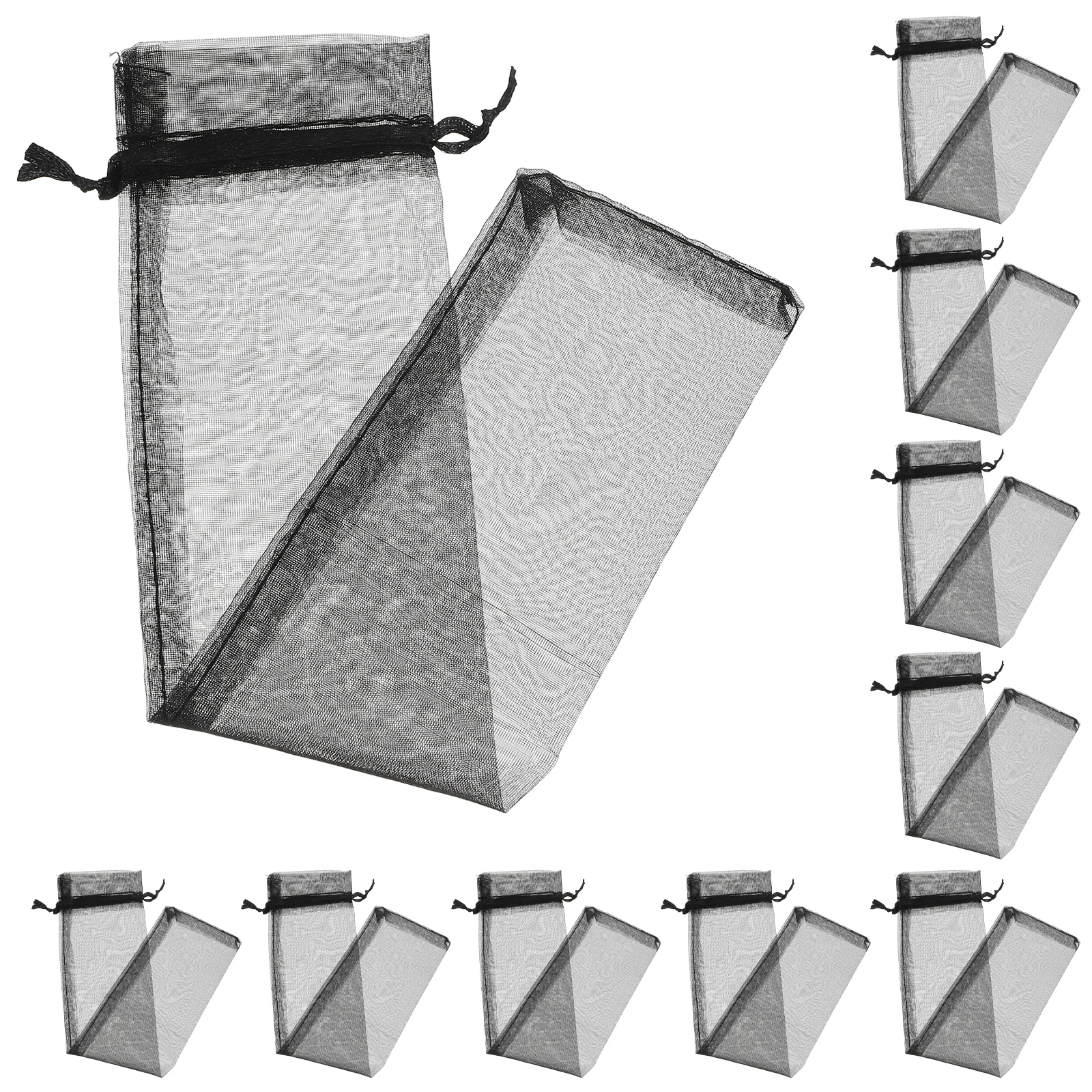 

50 Pcs Mesh Bag Solid Color Drawstring Organza Small Jewelry Bags Party Favor Wedding Hand Fan Storage