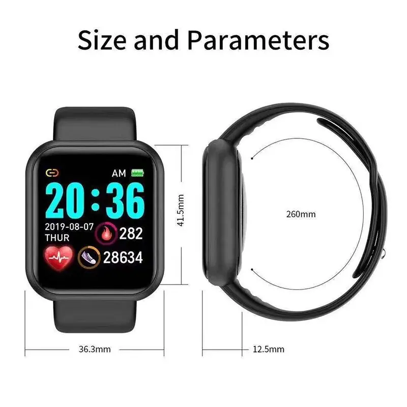 unisex Smart Digital Watch With Connected Watch Child Step Count Heart Rate Monitoring Bluetooth Wirstwatch for Men Women