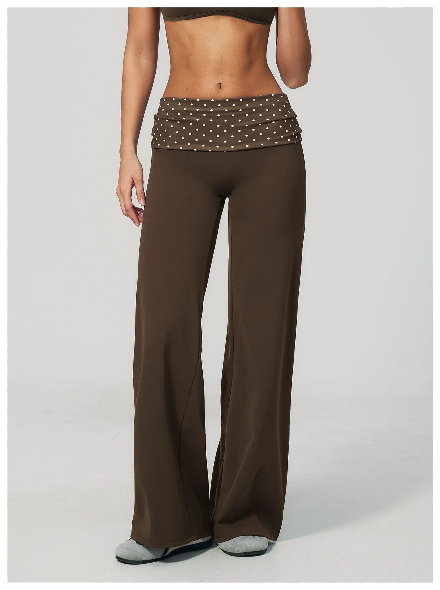 Damen-Yoga-Hose mit weitem Bein, atmungsaktiv, für Sport und Fitness, Schlaghose, hohe Taille, gestreifte Yoga-Hose, gepunktete Trainingshose, ausgestellte Hose – Detail 19