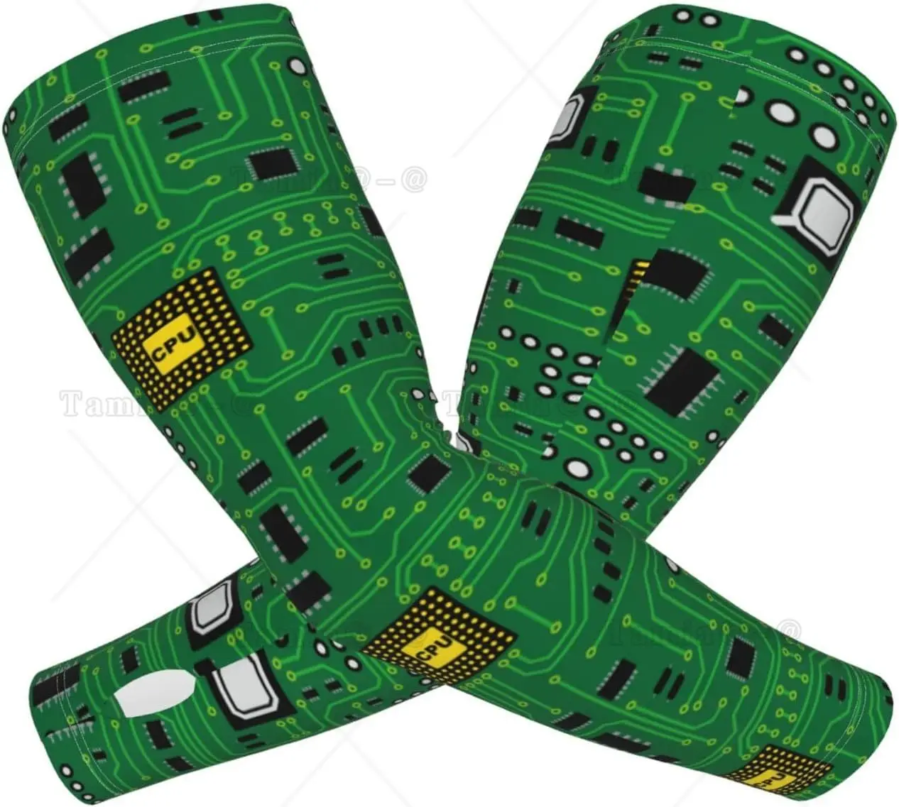 Computer Nerd Circuit Board Cpu Flower Cooling Arm Sleeves for Men Women Sunscreen Arm Cover with Thumb Holes for Gardening