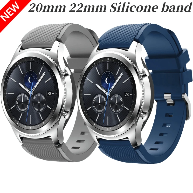 22mm Soft Silicone Strap For Samsung Galaxy Watch 3/Huawei Watch 4/3/GT4-3 Sports Bracelet Wristband For Amazfit GTR 47mm Correa