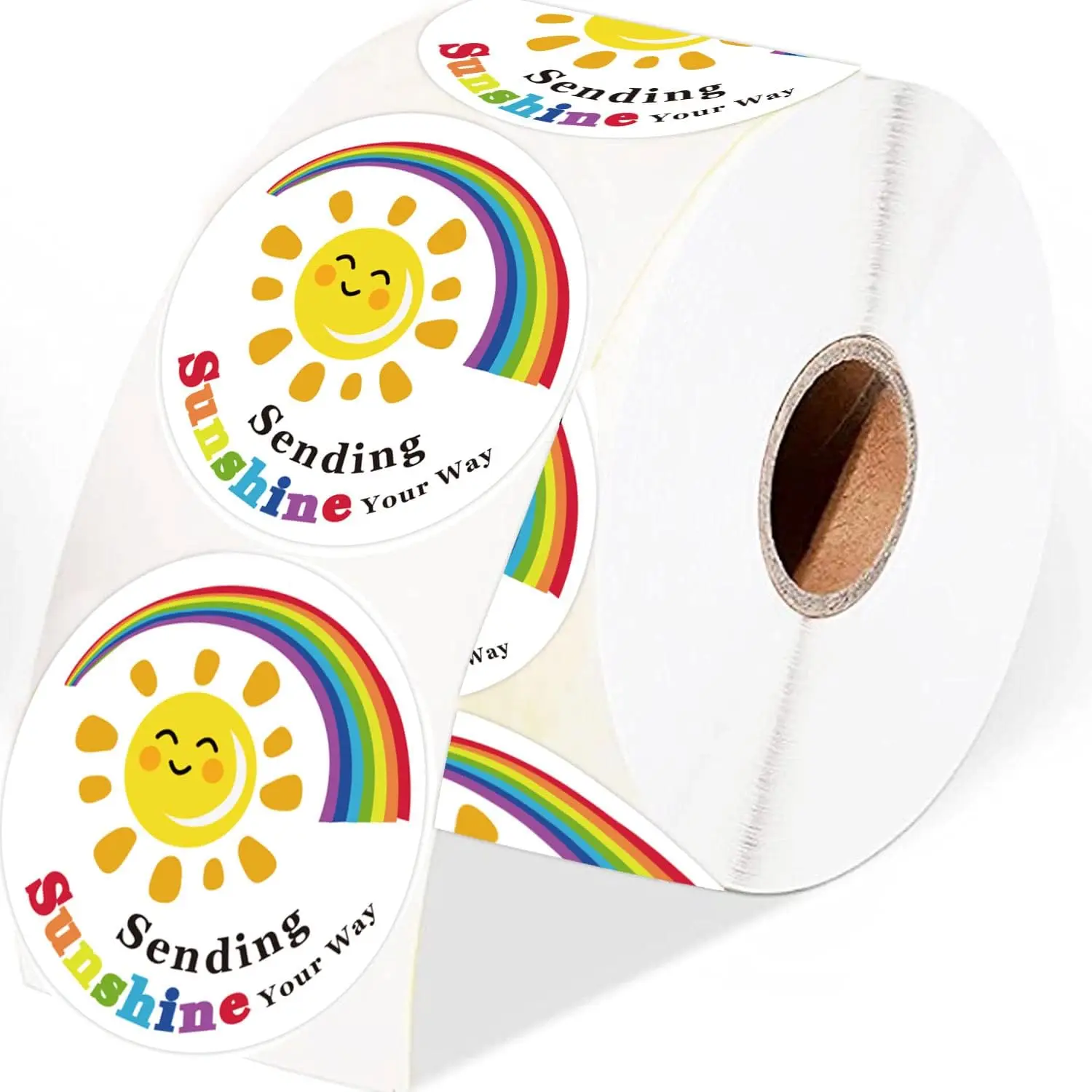 

1.5inch Sending Sunshine Your Way Stickers Happy Face Thank You Labels for Small Business Mail Envelopes 500pcs