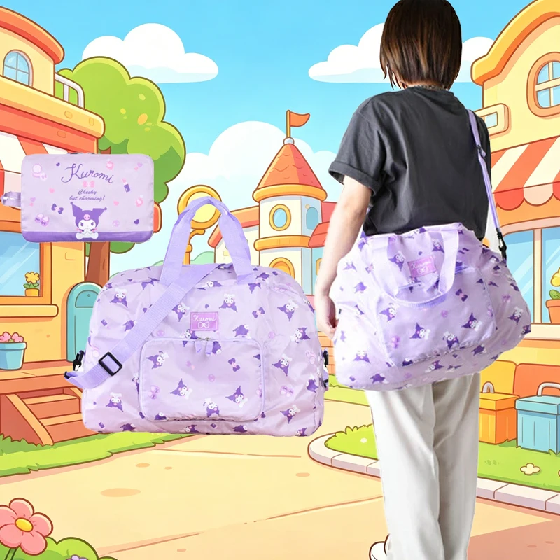 

Kuromi Travel Bag Girl New Hello Kittys Foldable Downhill Bag Cute Crossbody Storage Bag Cartoon Thickened Water Proof