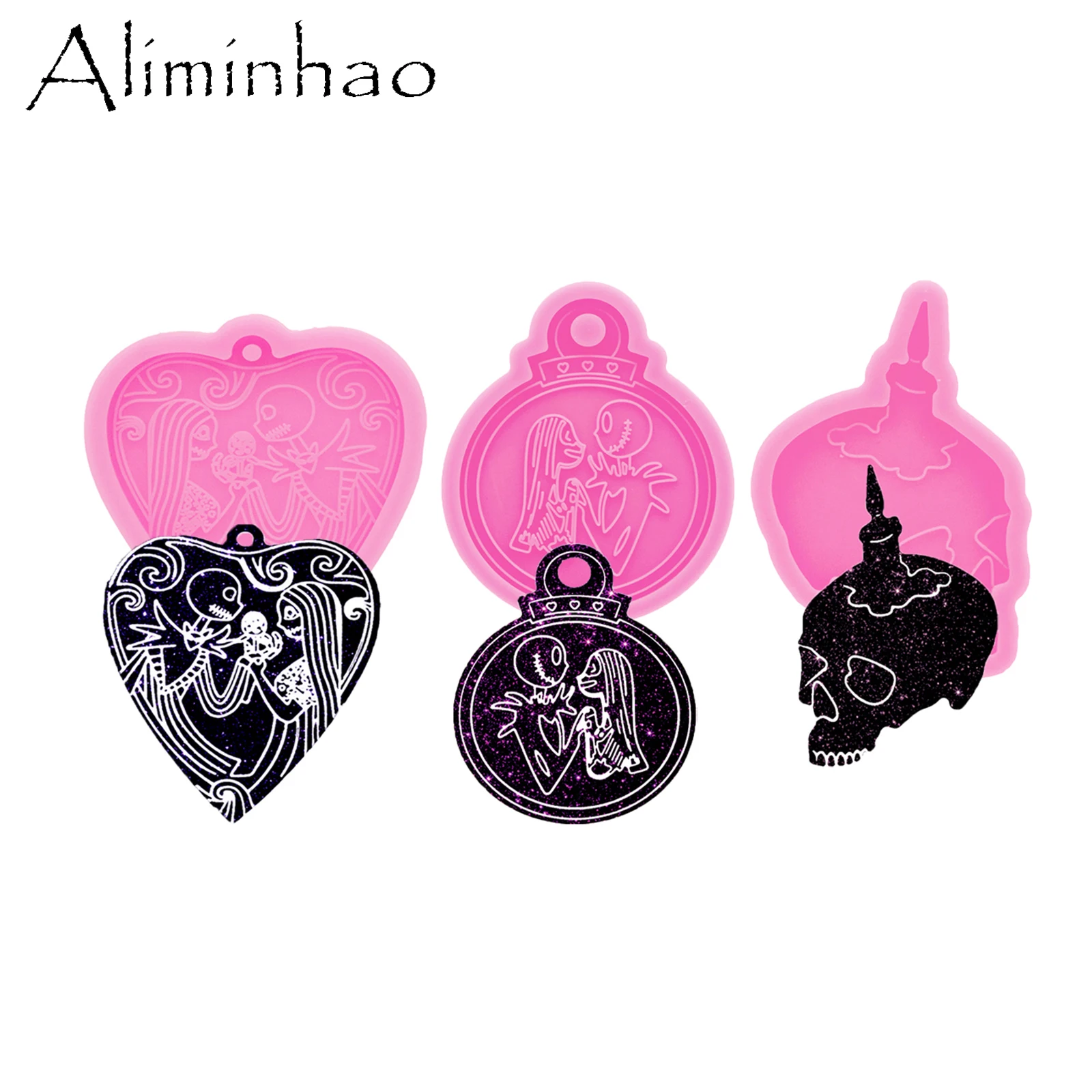 DY1253 Halloween Skull/Spider/Cat Circle Keychain Resin Silicone Molds Make Crafts with Epoxy Art Diy DIY Handmade Charms Mold