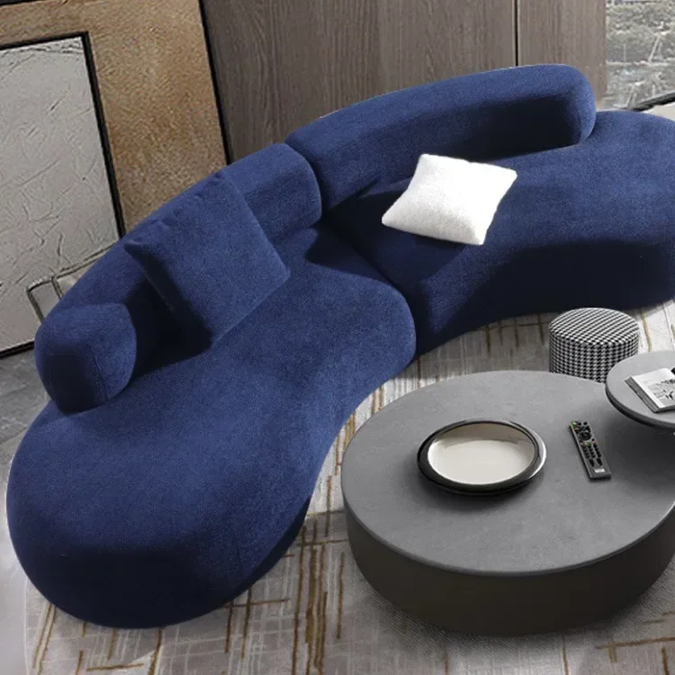 

Italian Baxter teddy fleece curved sofa creative living room large apartment villa special-shaped fabric sofa