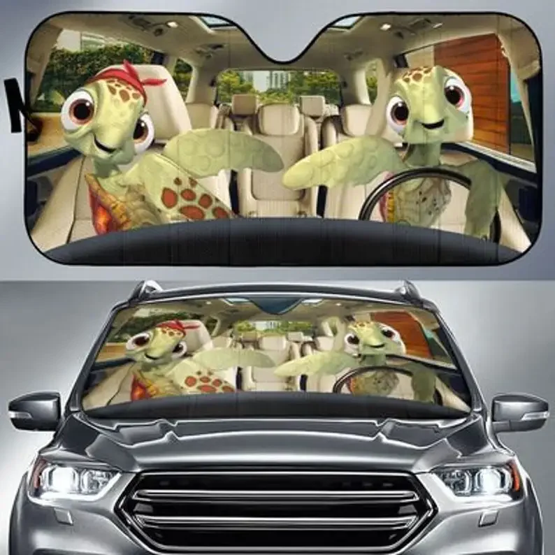 Turtle Safe And Driver Auto Sun Shade Customized Gift Windshield Sunshade, Custom Animal Pattern Sunshade,STYLE FOR CAR