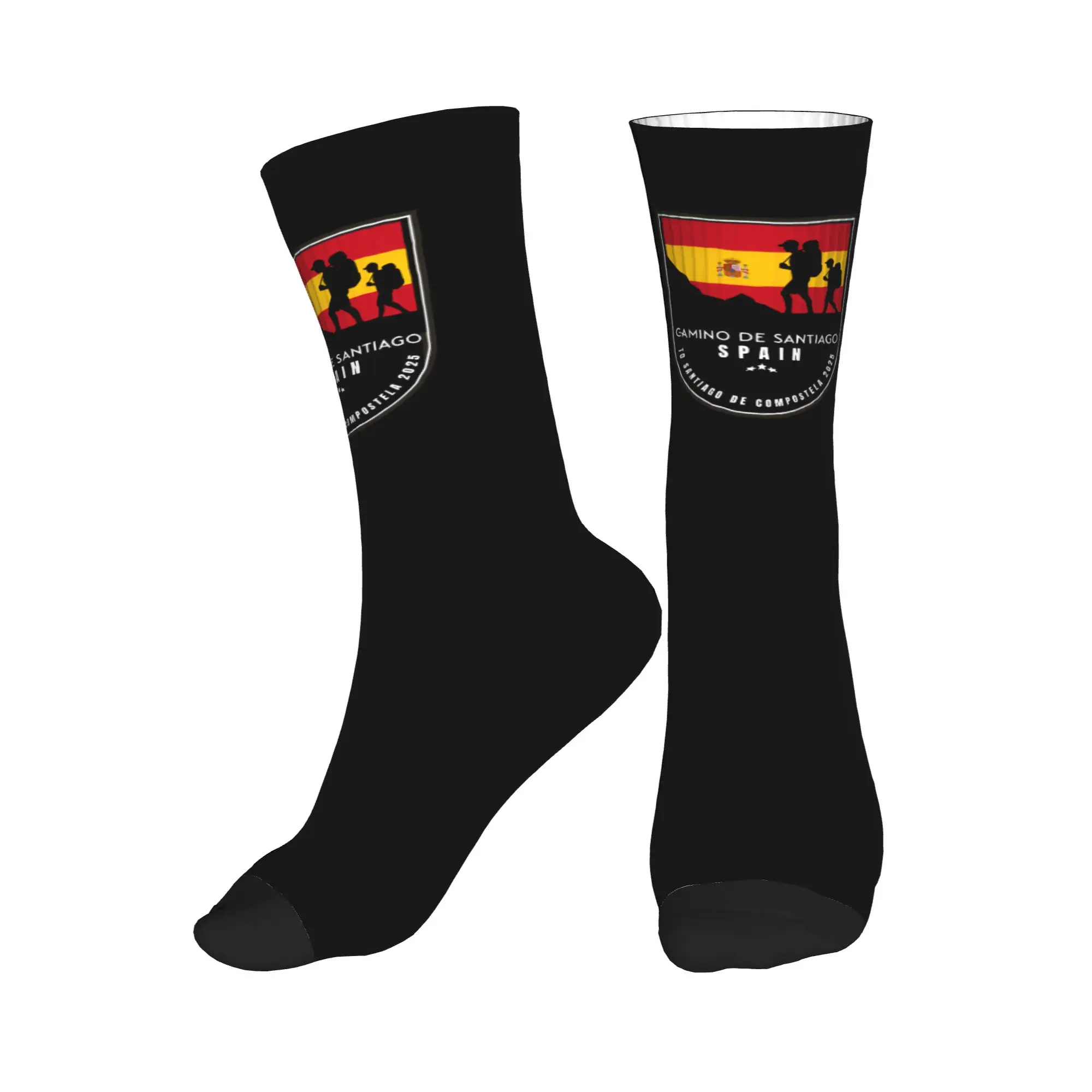 

Fun Men's Buen Camino de Santiago Dress Socks Unisex Breathbale Warm 3D Printing Crew Socks