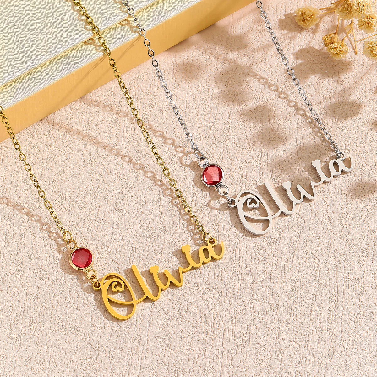 

Custom Content Name Text Stainless Steel Necklace Pendant Valentine's Day Gift Clavicle Chain