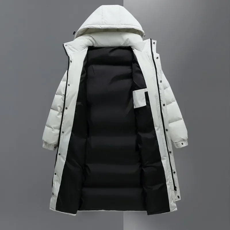 Neue Winter Männer Kapuze lässig Enten Daunen Mäntel lange Puffer Jacken Qualität männliche Outdoor wind dichte warme Winter Parkas Herren bekleidung