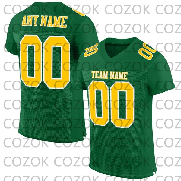 Custome Green Yellow Color Football Jerseys for Men Women Unisex Football Short Sleeves Athletic Tee Shirts