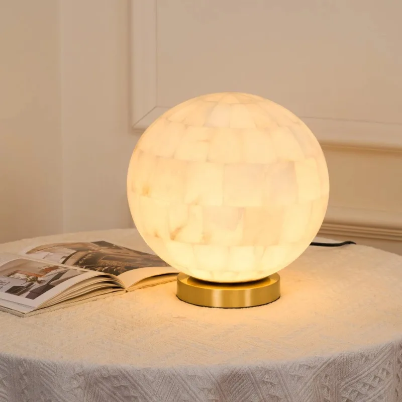 LED desk lamp brass snowflake stone luxury Italian minimalist style bedside living room desk hotel engineering spherical globe