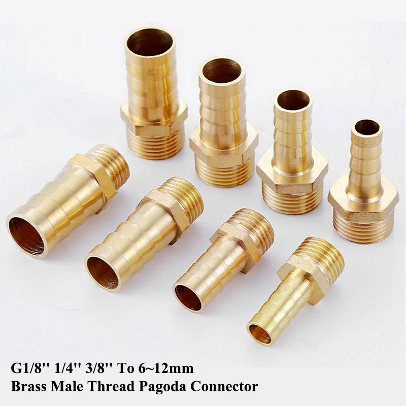 

2pcs Copper Male Thread Pagoda Connector G1/4'' 3/8'' To 13~19mm Joint Garden Automatic Watering Brass Aquarium Pipe Adapter