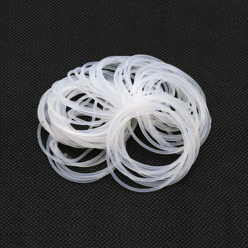 VMQ O Ring Thickness кольца набор 50pcs CS 1/2/3/4mm White Rubber Seal Rings OD 5-100mm Heat-Resistant Food Grade SiliconeO-Ring