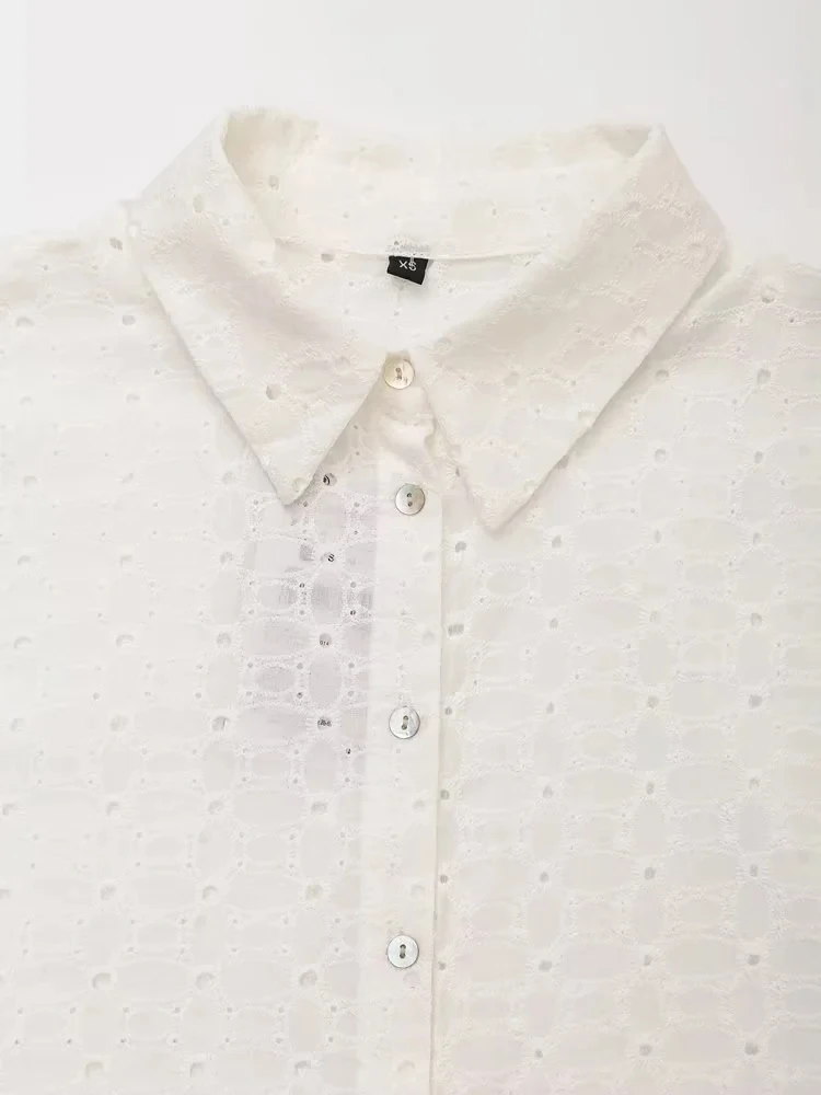 

JNLEAOG Faionable Полая вышивка ort irt Женская уличная одежда Полиэфирное волокно Обычная тонкая ор Све