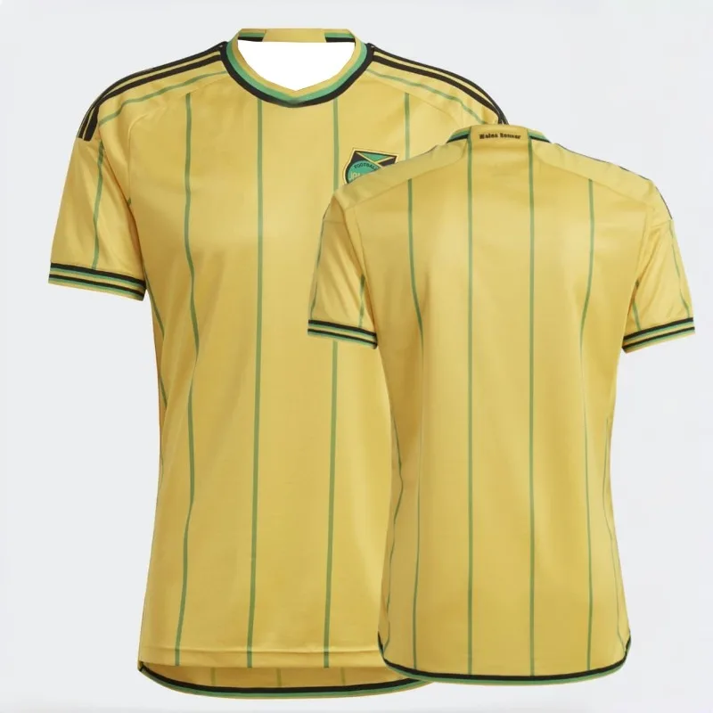 Camiseta de Fútbol de la Selección Nacional de Jamaica para Hombre y Mujer, Camiseta Deportiva con Rayas Amarillas y Verdes, Uniforme de Equipo Transpirable de Secado Rápido