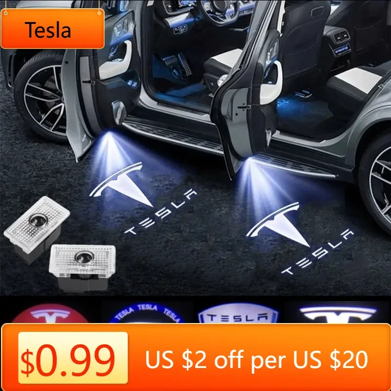 

Tesla 2 шт. приветственные огни двери автомобиля, проектор, теневая лампа, декор для Tesla Model S 2014-2019 Model 3 2018-2020 Model X 2016-2019