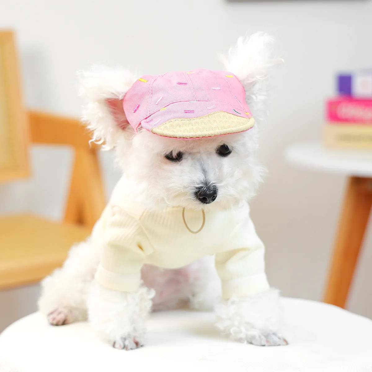 Cute Cartoon Dog Sun Hat with Soft and Adjustable Elastic Band - A Lightweight Pet Baseball Cap Suitable For Small Dogs Cats